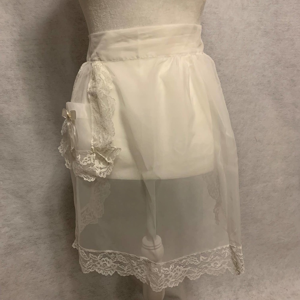 Vintage Sheer White With Lace Hostess Apron